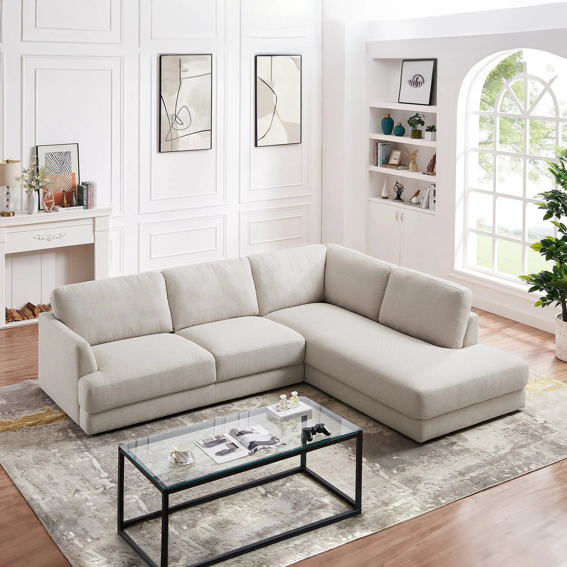 Glander Cozy Sectional Sofa, gray stationary by Unique Piece Furniture in white living area on Tampa Home & Garden Store