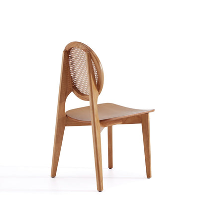 Rattan cane backrest dining chair with solid wood light brown frame on Tampa Home & Garden Store