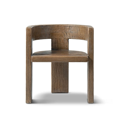 Accent curved dining arm chair in dark brown wood with sculptural frame on Tampa Home & Garden Store