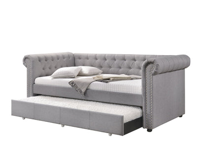 Justice Twin Daybed with Trundle in smoke gray upholstery by HouseOfZazla on Tampa Home & Garden Store