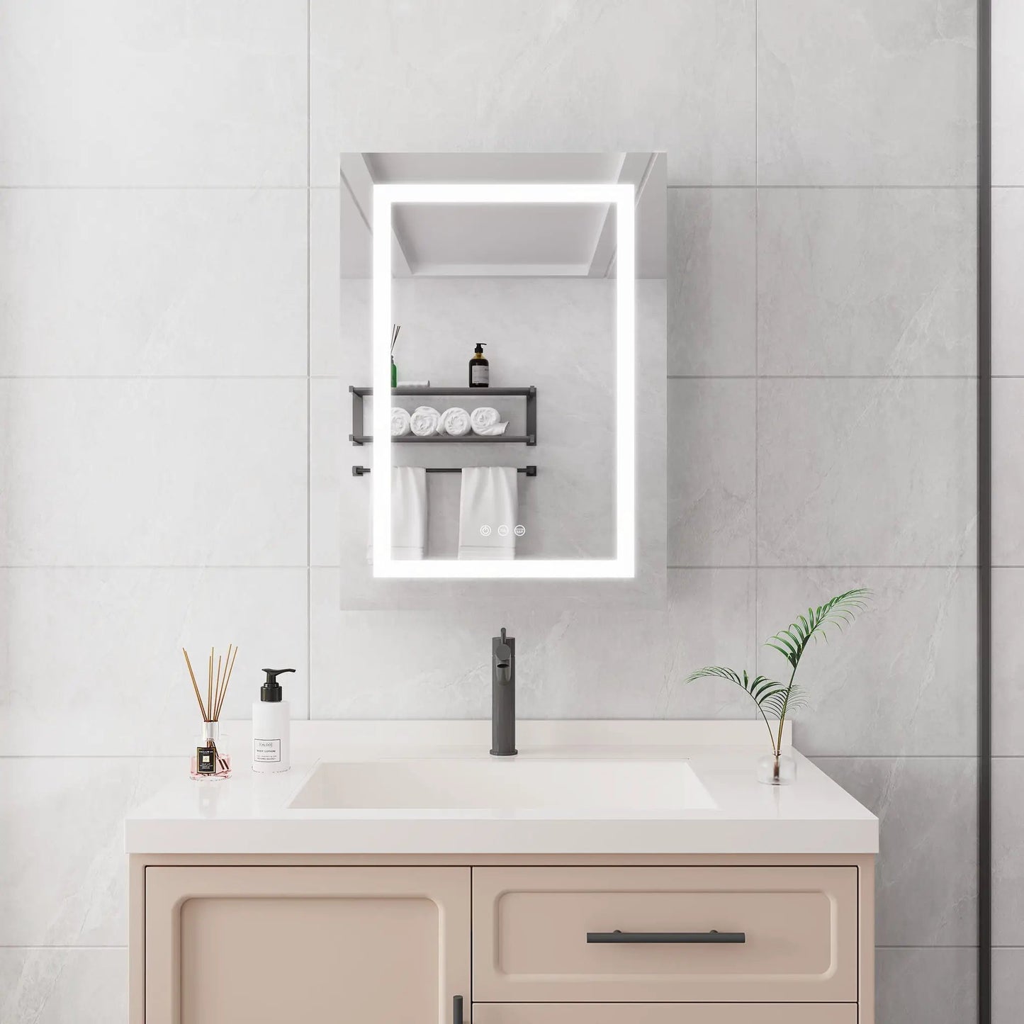 Medicine cabinet with LED mirror, 20x28 wall-mounted door, shelves Unique Piece Furniture on Tampa Home & Garden Store