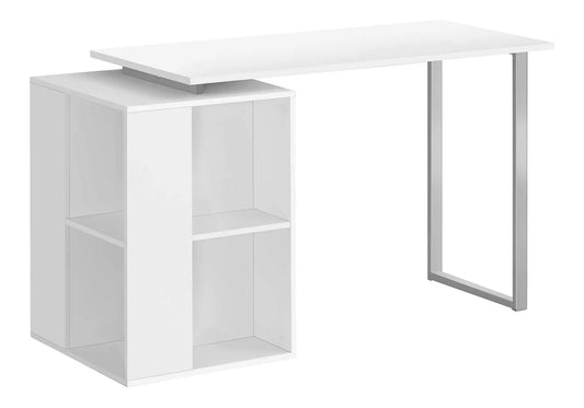 White computer desk by Unique Piece Furniture with left storage cabinet and open shelves on Tampa Home & Garden Store
