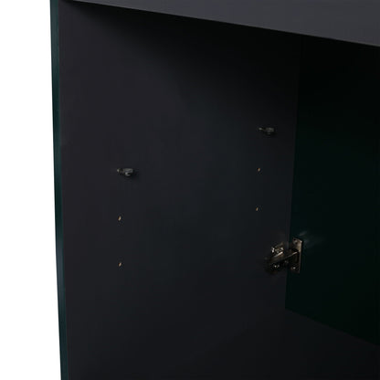 Freestanding bathroom vanity interior with dark cabinet doors and soft-close hinges on Tampa Home & Garden Store