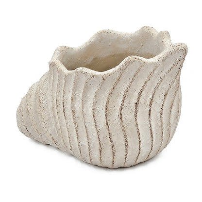 Planter Nautilus shell in sand and cement textured beige finish, HouseOfZazla decor on Tampa Home & Garden Store