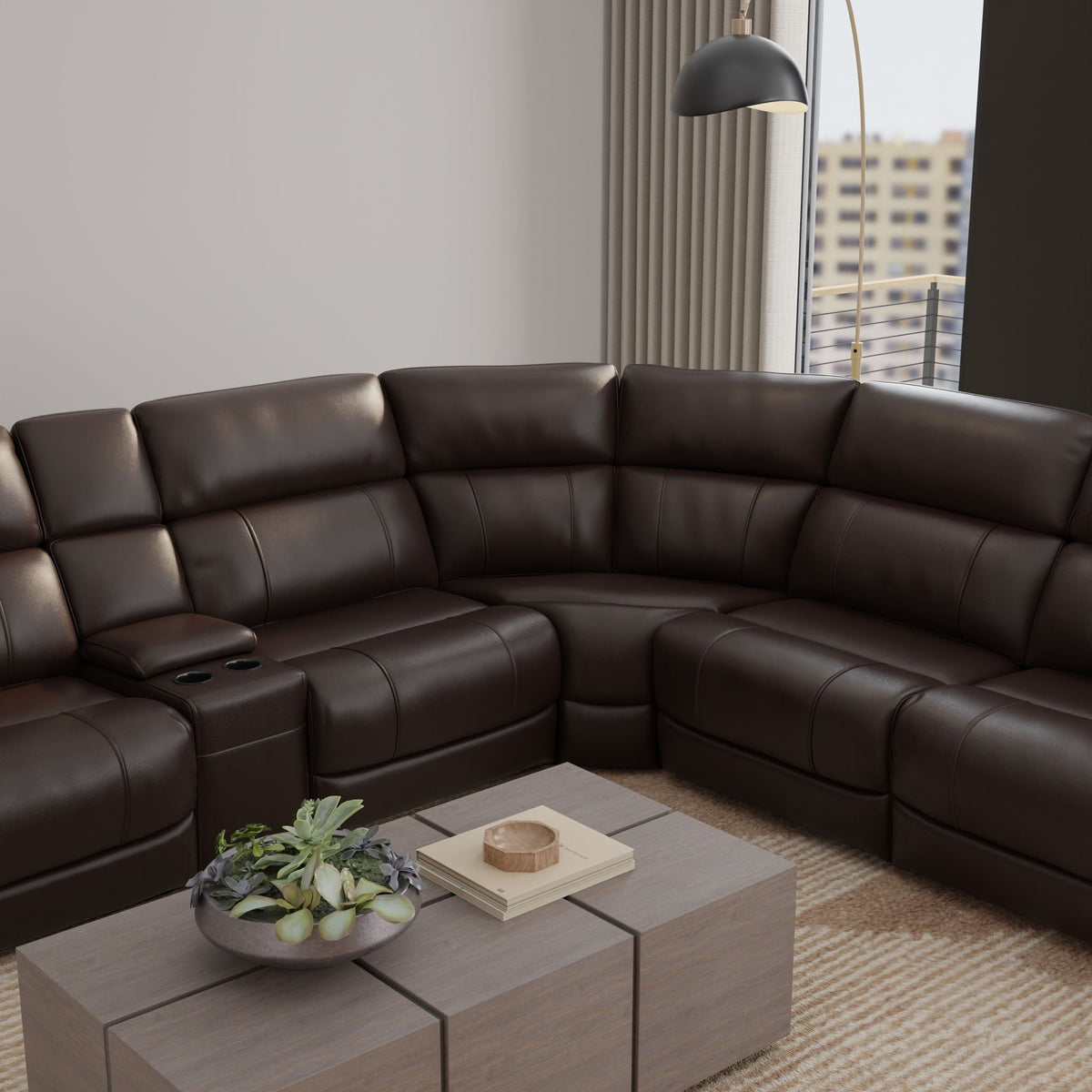 Brazil power sectional with adjustable headrest & footrest in dark brown leather by HouseOfZazla on Tampa Home & Garden Store