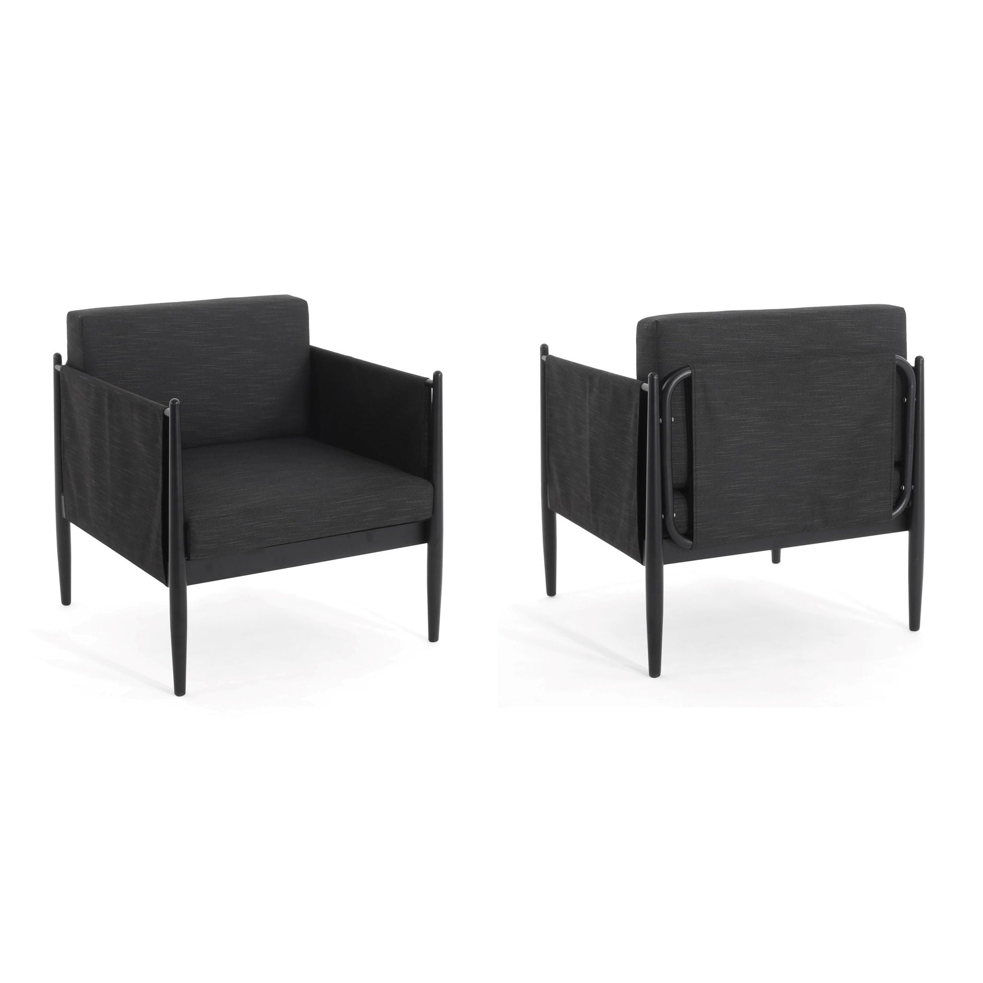 Dawson Club Chair outdoor armchairs in black fabric with metal frames by HouseOfZazla on Tampa Home & Garden Store
