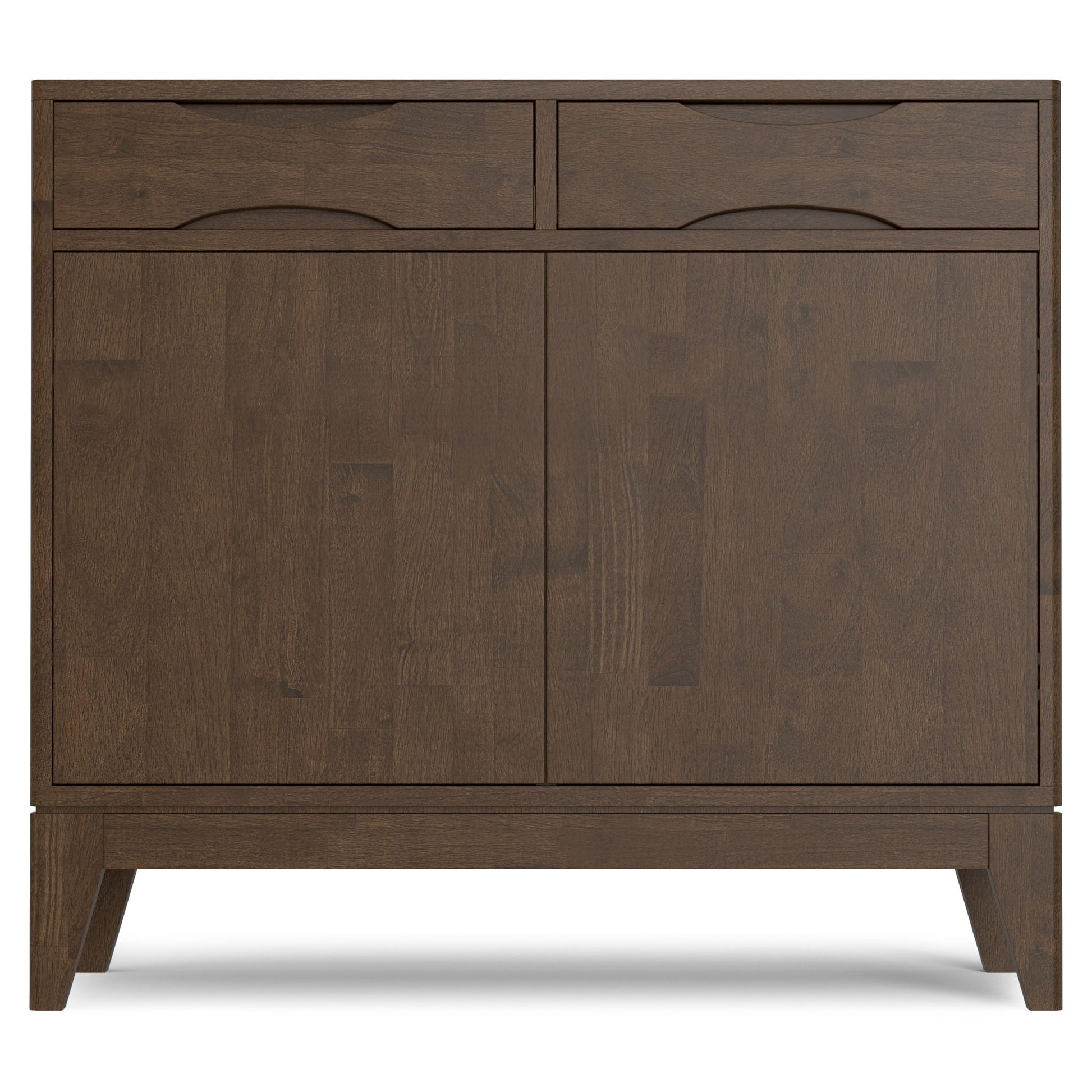 Harper entryway storage cabinet walnut brown with 2 top drawers and lower doors on Tampa Home & Garden Store