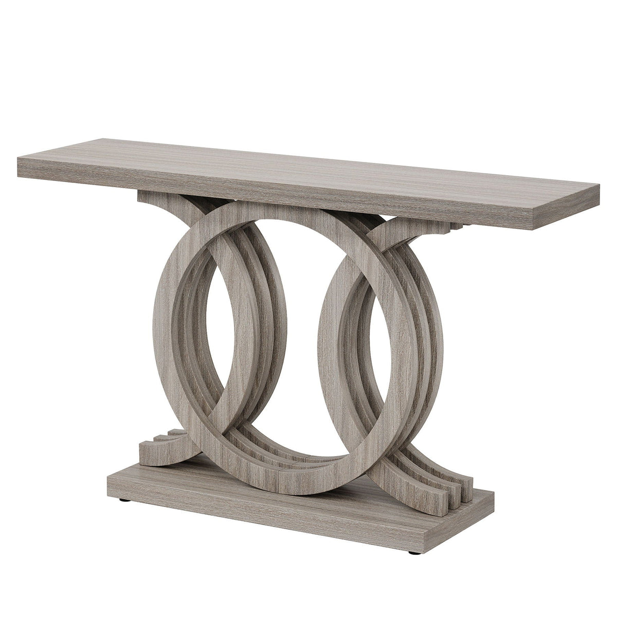 Console table with geometric circular base for living room in gray wood HouseOfZazla on Tampa Home & Garden Store