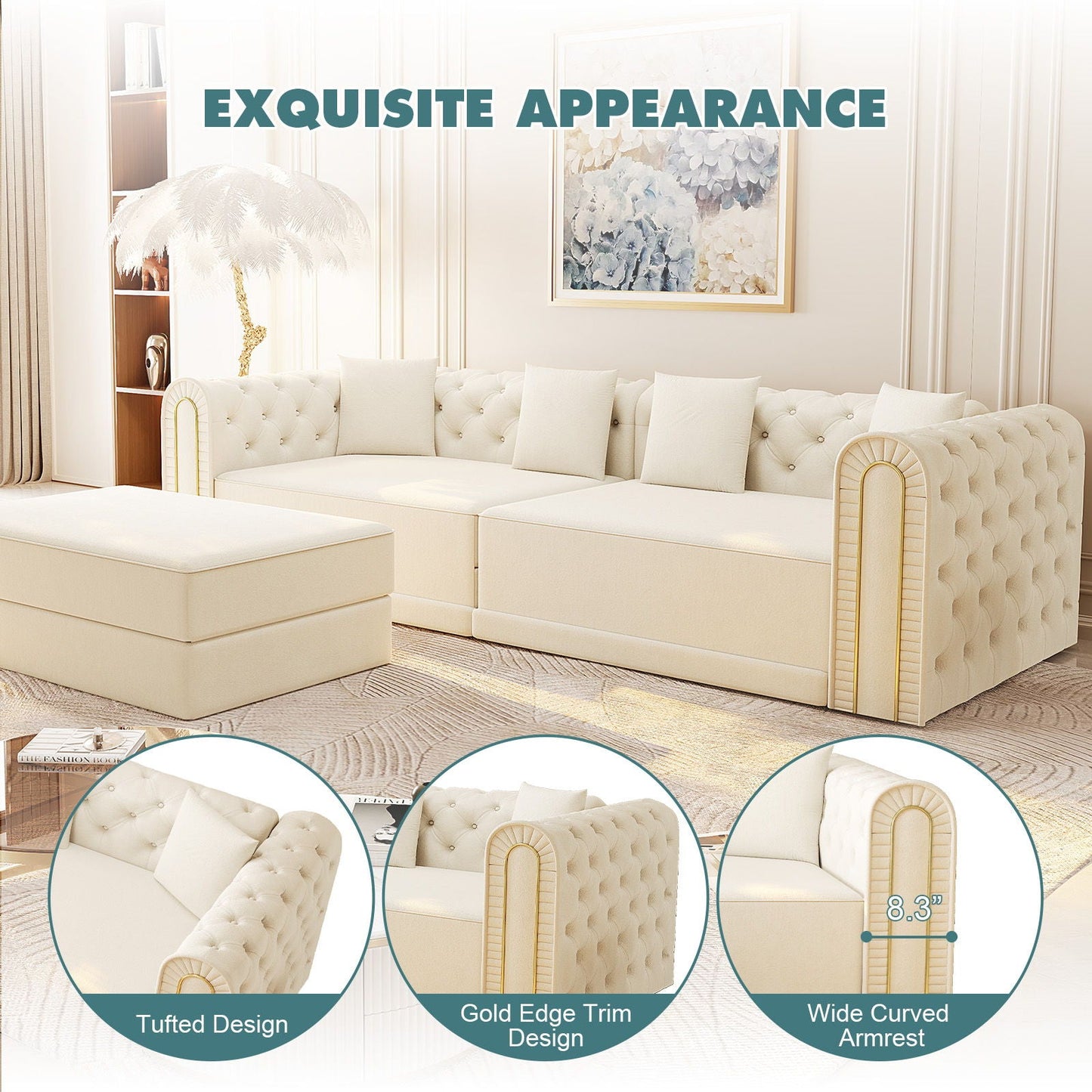 3 In 1 Convertible Sofa and Ottoman Bed