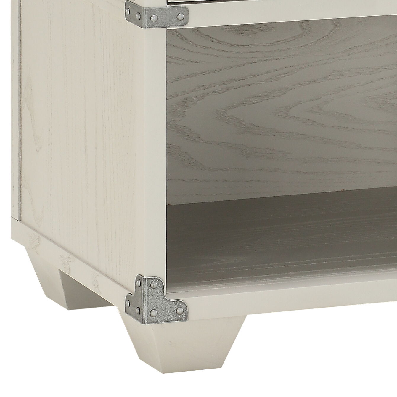 Orchest Gray Nightstand accent chest with gray wood-grain drawer front and white frame on Tampa Home & Garden Store