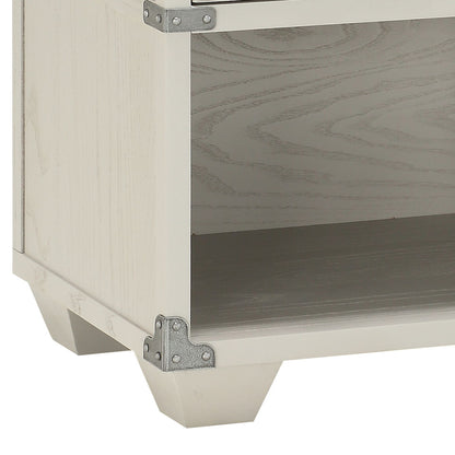Orchest Gray Nightstand accent chest with gray wood-grain drawer front and white frame on Tampa Home & Garden Store