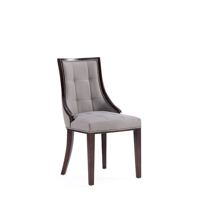 Fifth Avenue dining chair set of 2 by HouseOfZazla, gray tufted upholstery with dark wood frame on Tampa Home & Garden Store