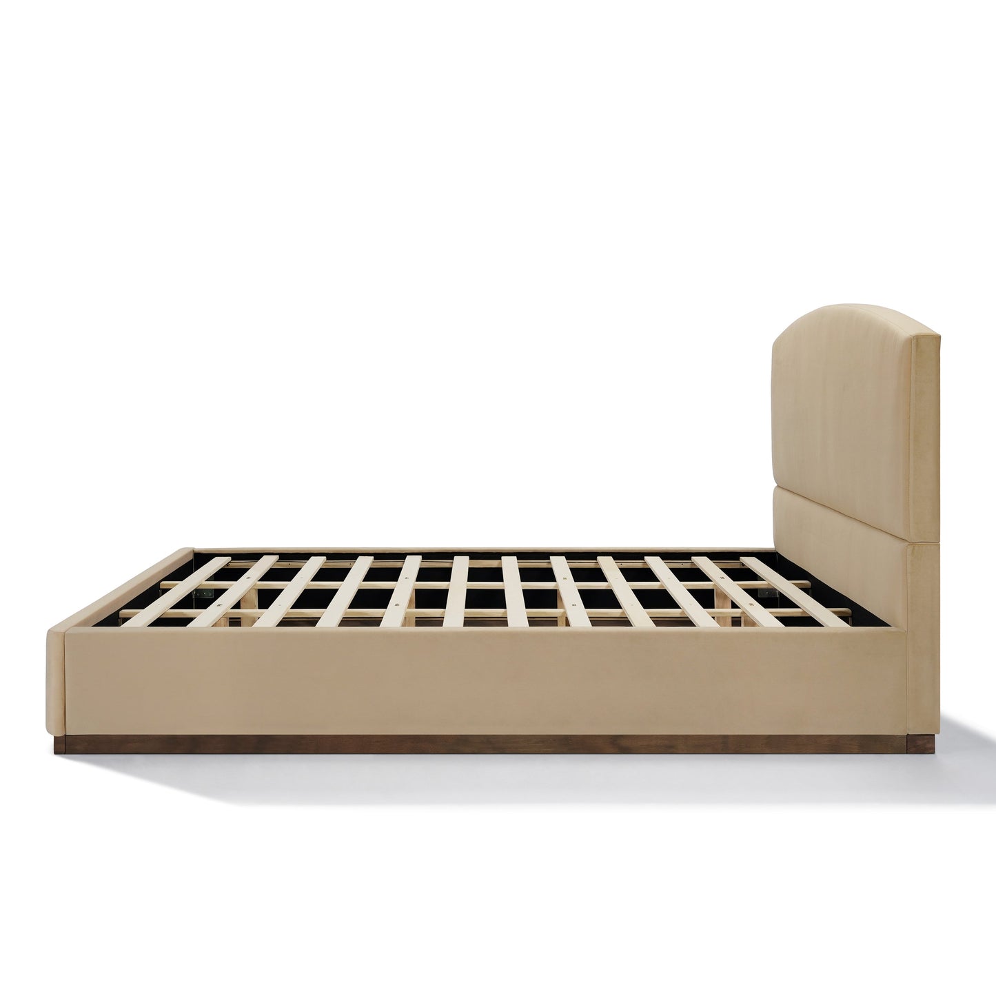 King Size Camel Velvet Upholstered Bed Frame