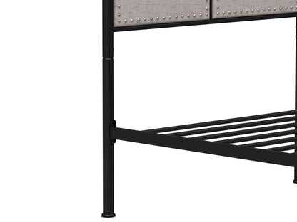 Twin Size Linen and Metal Upholstered Bed Frame