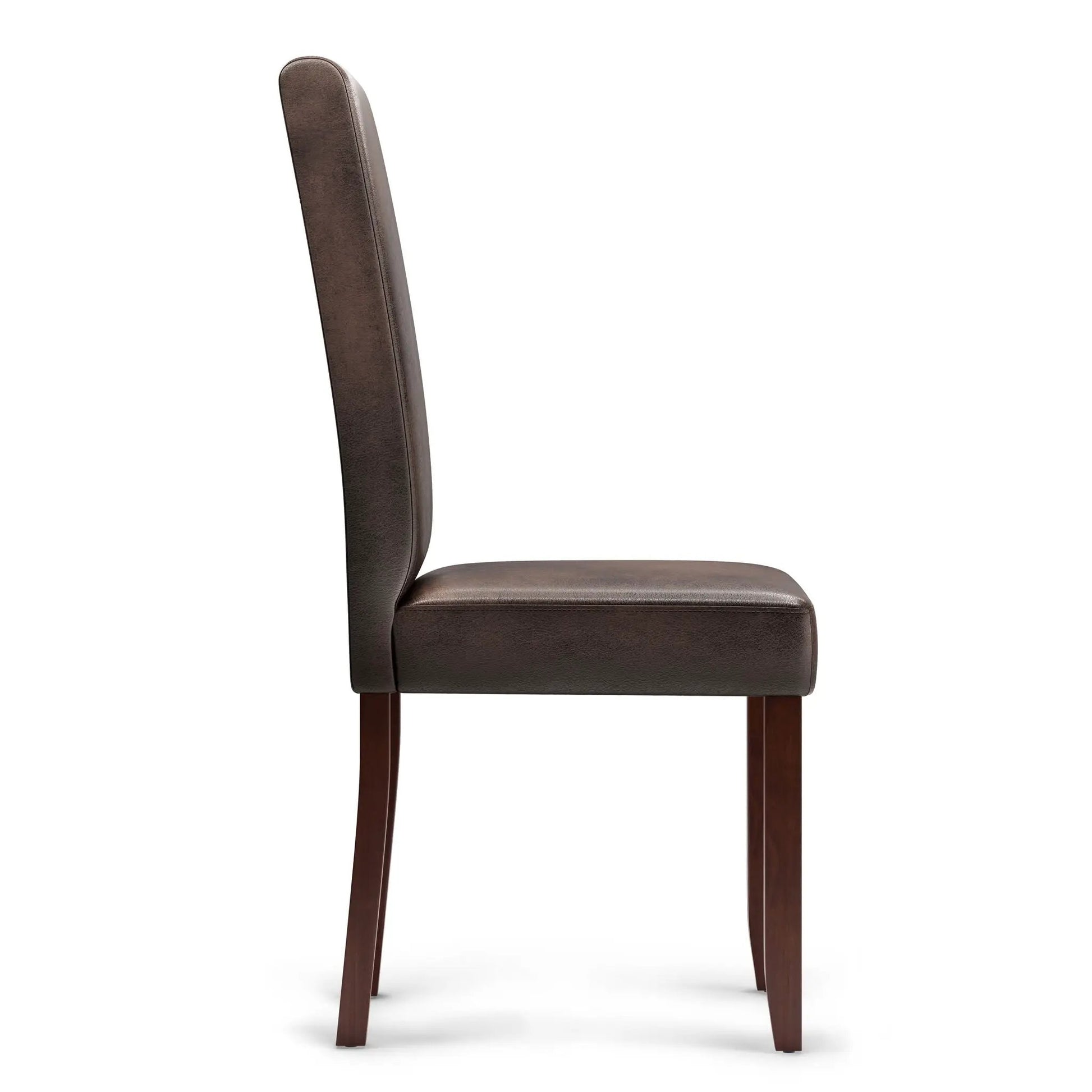 Acadian Upholstered Parson Dining Chair set of 2, brown leather upholstery with wood legs on Tampa Home & Garden Store