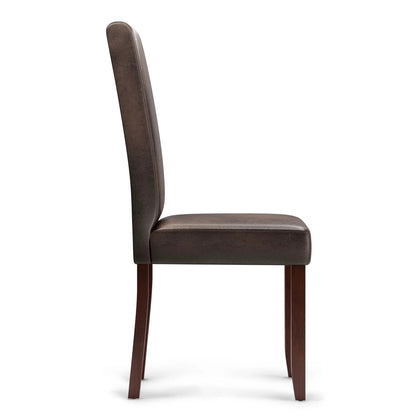 Acadian Upholstered Parson Dining Chair set of 2, brown leather upholstery with wood legs on Tampa Home & Garden Store