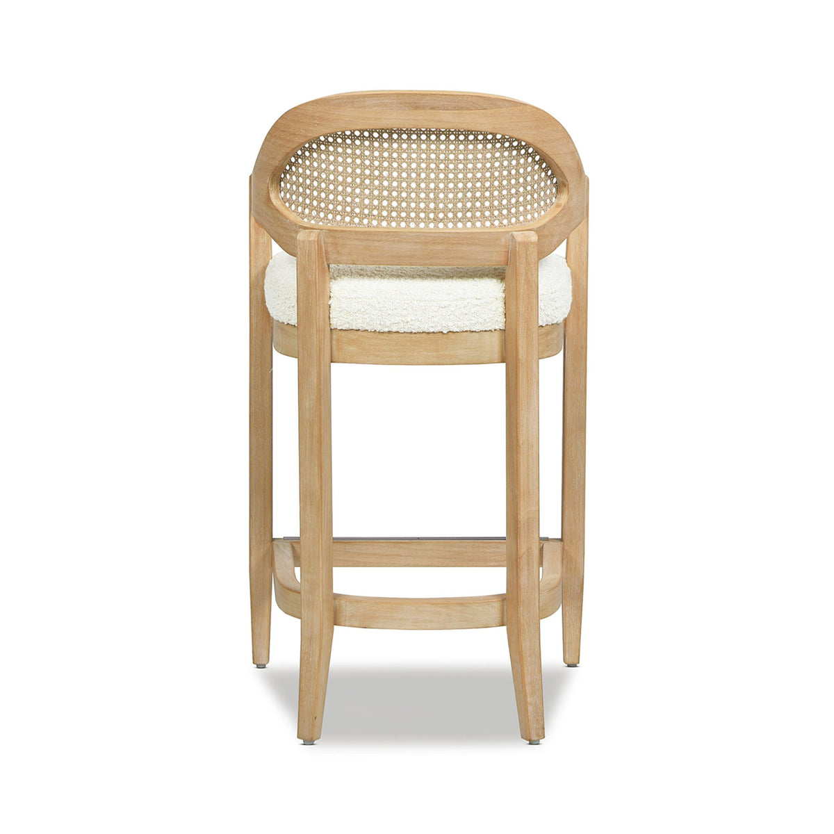 Mid-Century Cane Back Counter Stool by HouseOfZazla, natural wood frame with beige cushion on Tampa Home & Garden Store