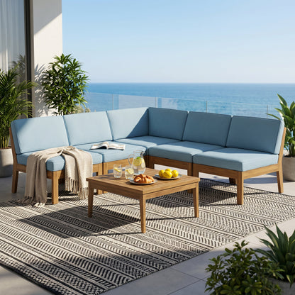 Grenada Five Seater Acacia Wood and Patio Set