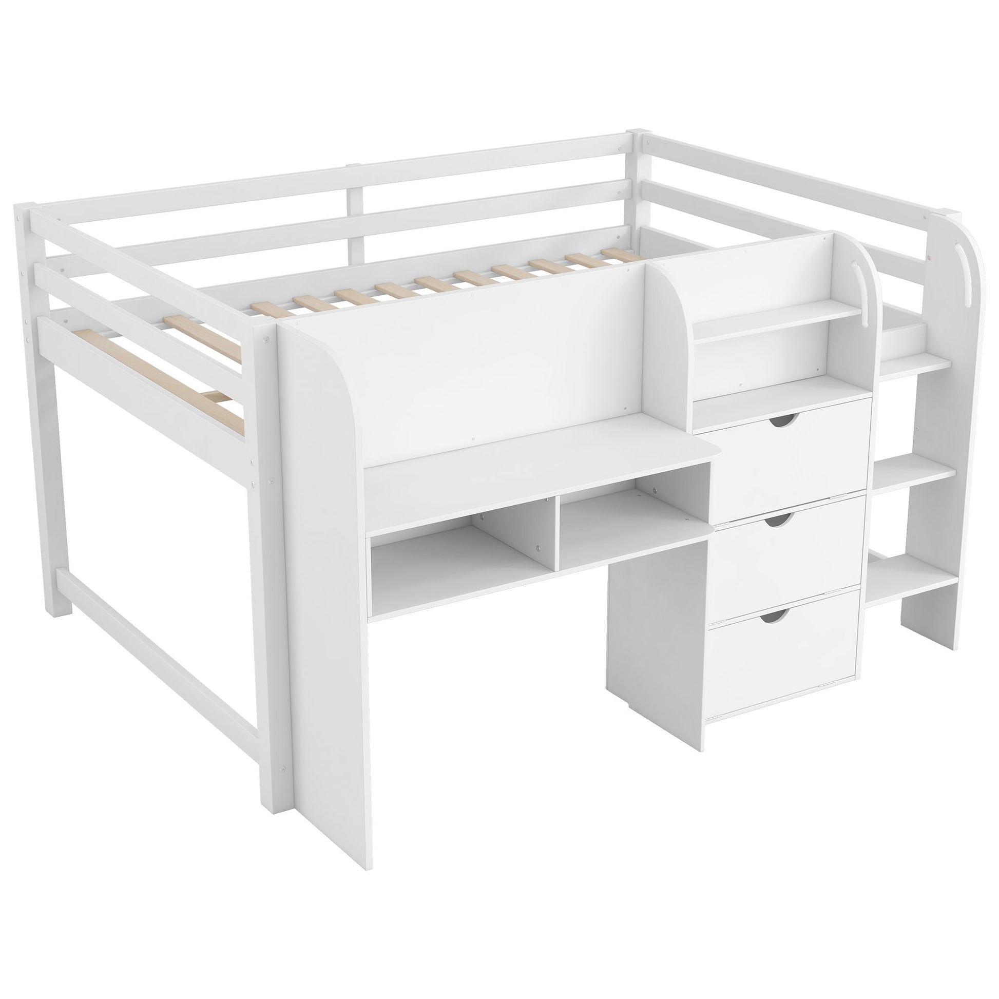 Loft bed with built-in desk, storage drawers, bookcase and doodle board on Tampa Home & Garden Store