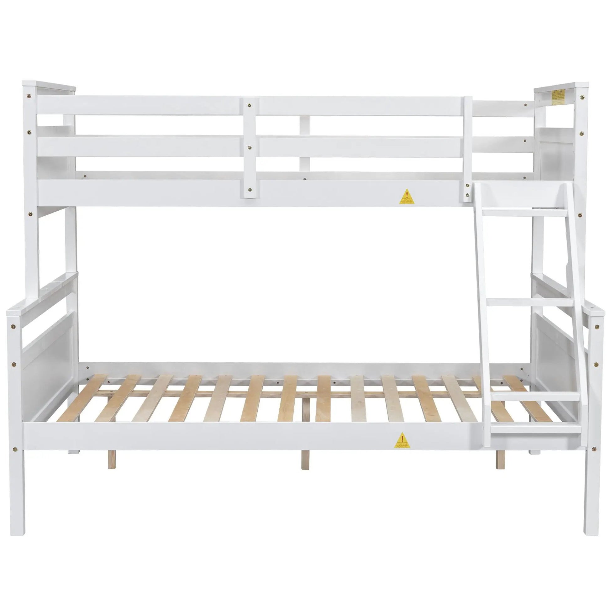 Bunk Bed With Ladder And Safety Guardrail white painted wood frame by Unique Piece Furniture on Tampa Home & Garden Store