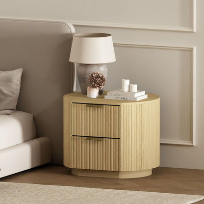 Oak nightstand with ribbed texture and two drawers by HouseOfZazla on Tampa Home & Garden Store