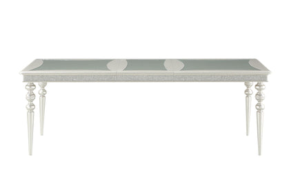 Maverick Dining Table Silver with mirrored top panels and glitter trim on Tampa Home & Garden Store
