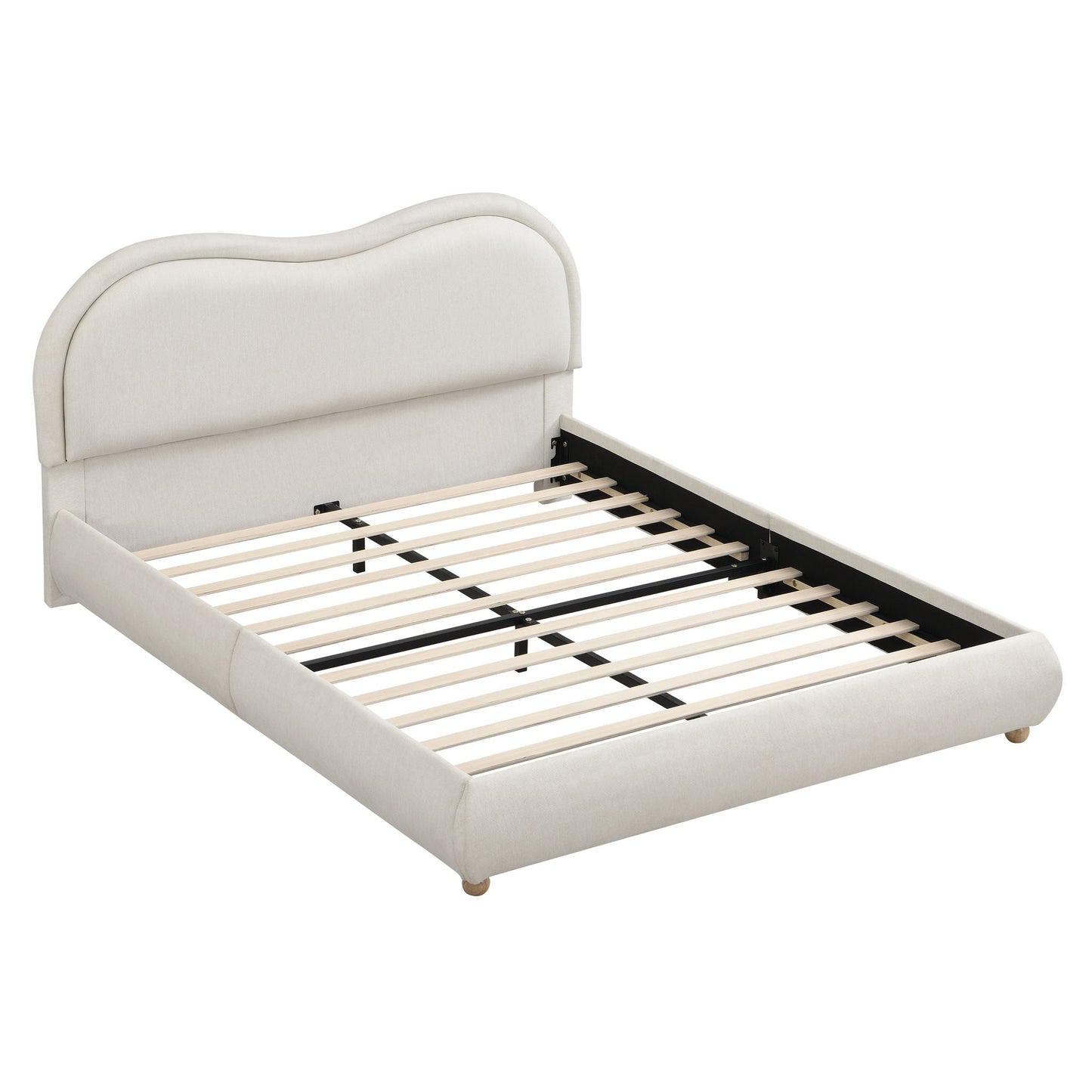 Upholstered Platform Bed with Curved Headboard