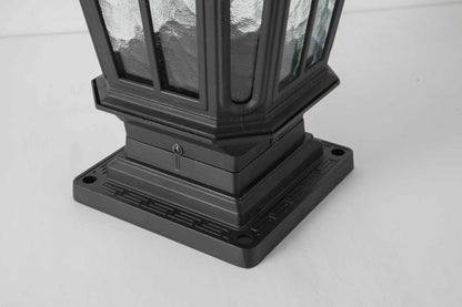 Garden post light black aluminum outdoor column lantern with textured glass panels on Tampa Home & Garden Store