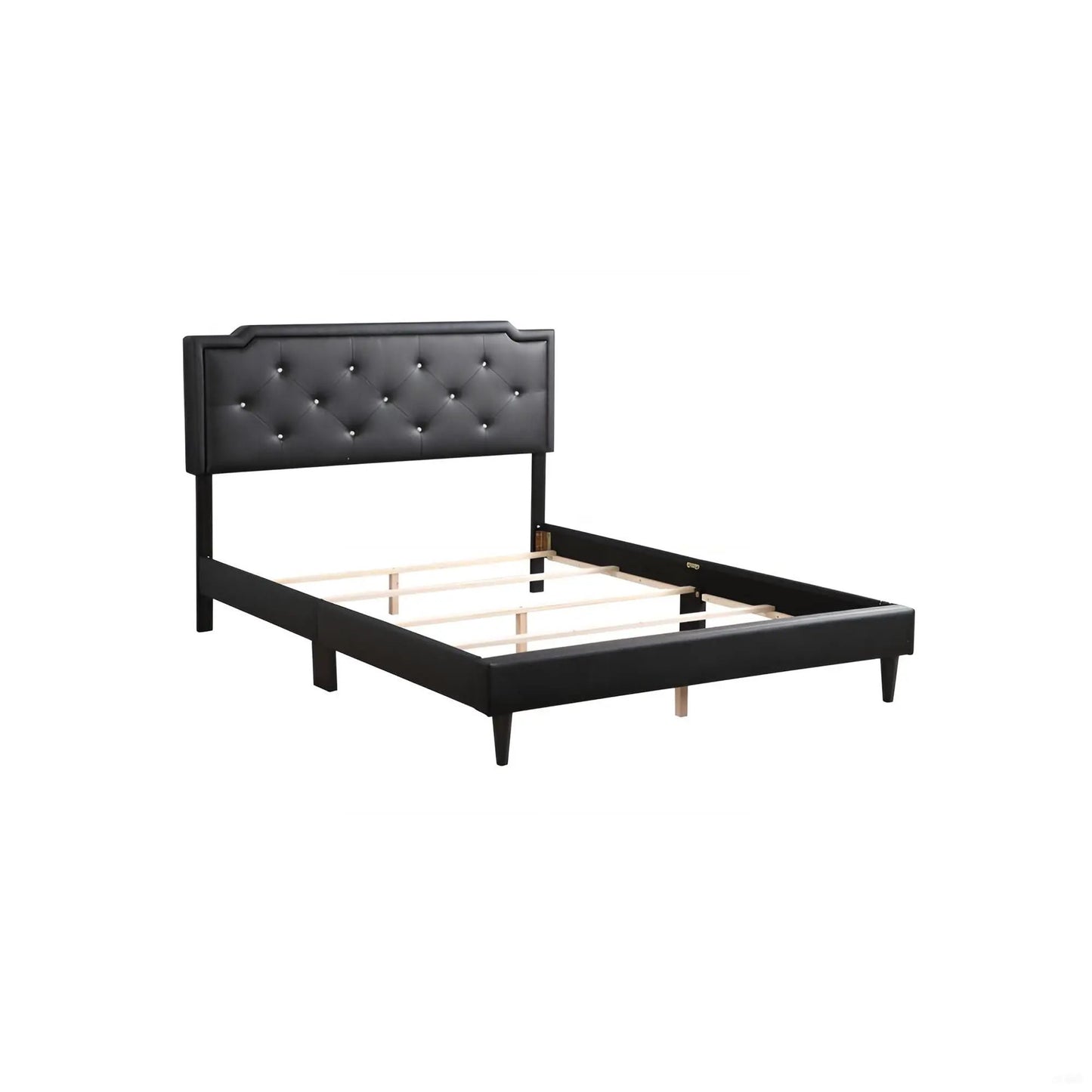 Button Tufted Upholstered Bed Unique Piece Furniture, black faux leather headboard on Tampa Home & Garden Store
