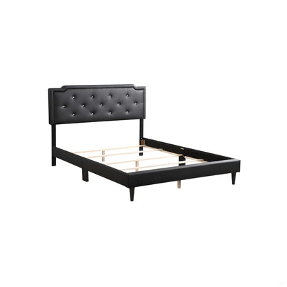 Button Tufted Upholstered Bed Unique Piece Furniture, black faux leather headboard on Tampa Home & Garden Store