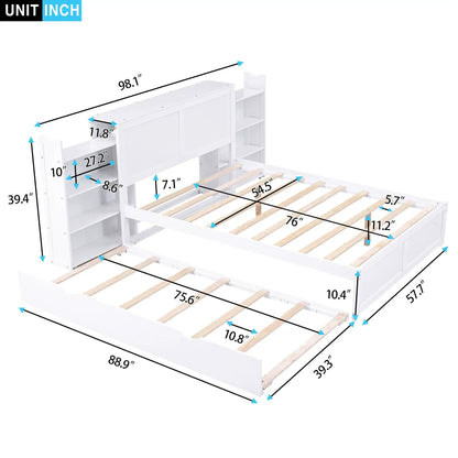 Storage platform bed with pull-out shelves and trundle in white finish by Unique Piece Furniture on Tampa Home & Garden Store