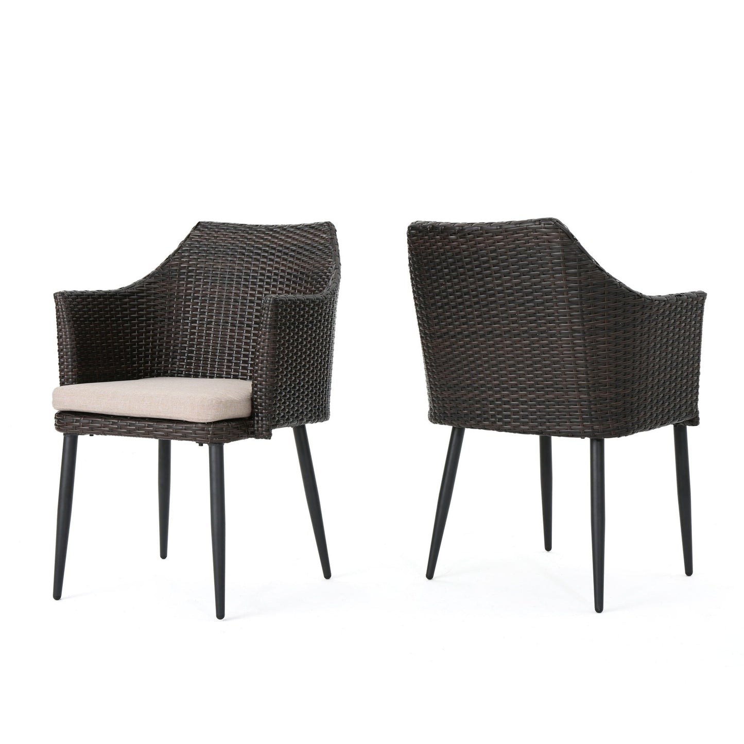 Kenneth Outdoor Rattan Dining Chair Set of 2