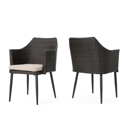 Kenneth Outdoor Rattan Dining Chair Set of 2