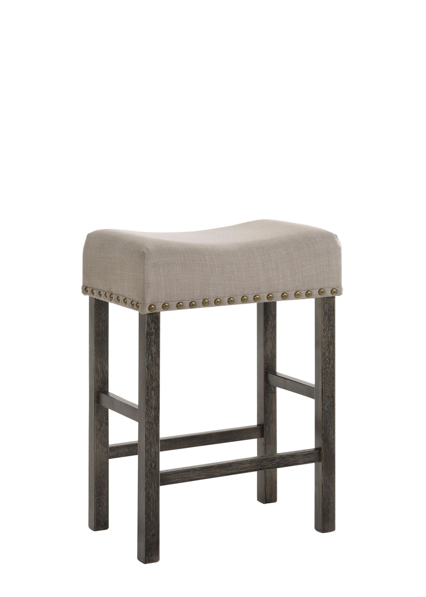 Martha II counter stool set of 2, tan seat and dark wood legs on Tampa Home & Garden Store