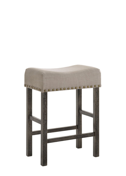 Martha II counter stool set of 2, tan seat and dark wood legs on Tampa Home & Garden Store