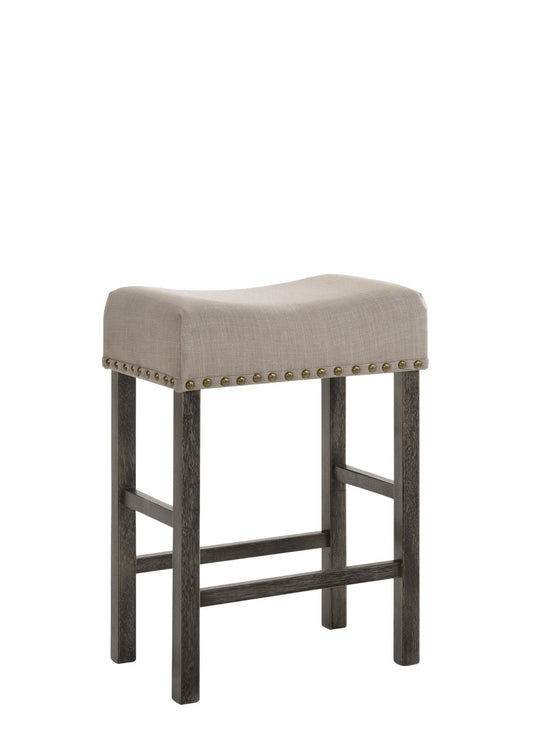 Martha II counter stool set of 2, tan seat and dark wood legs on Tampa Home & Garden Store