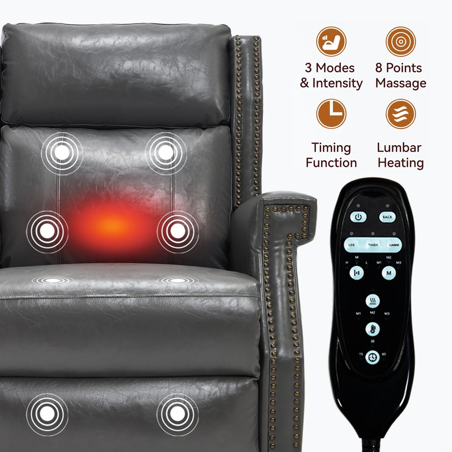 Manual Recliner With Vibrations and Heat