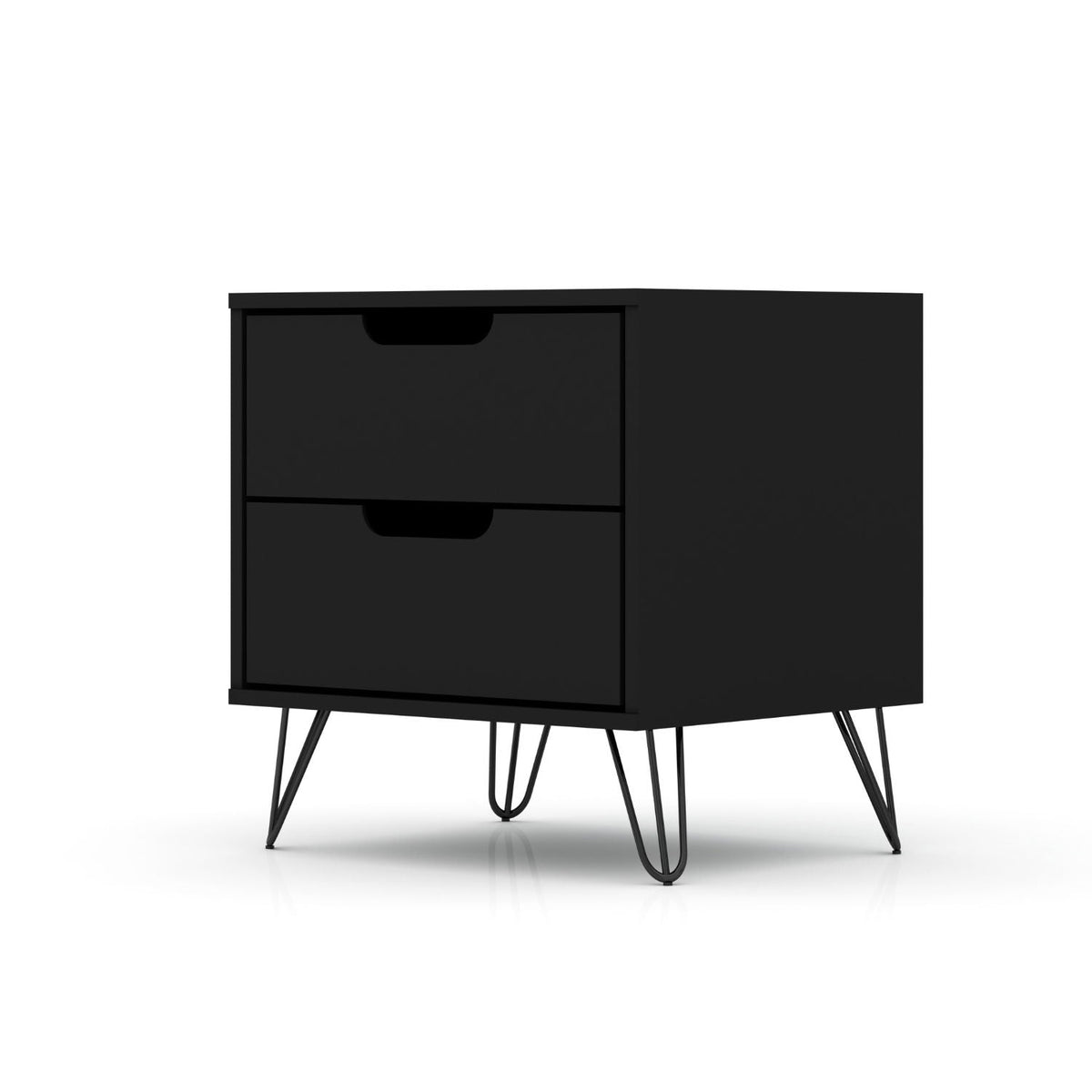 2 Drawer Nightstand black finish with durable splayed metal legs HouseOfZazla on Tampa Home & Garden Store