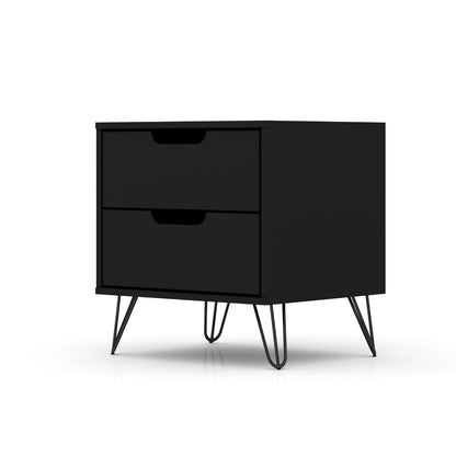 2 Drawer Nightstand black finish with durable splayed metal legs HouseOfZazla on Tampa Home & Garden Store
