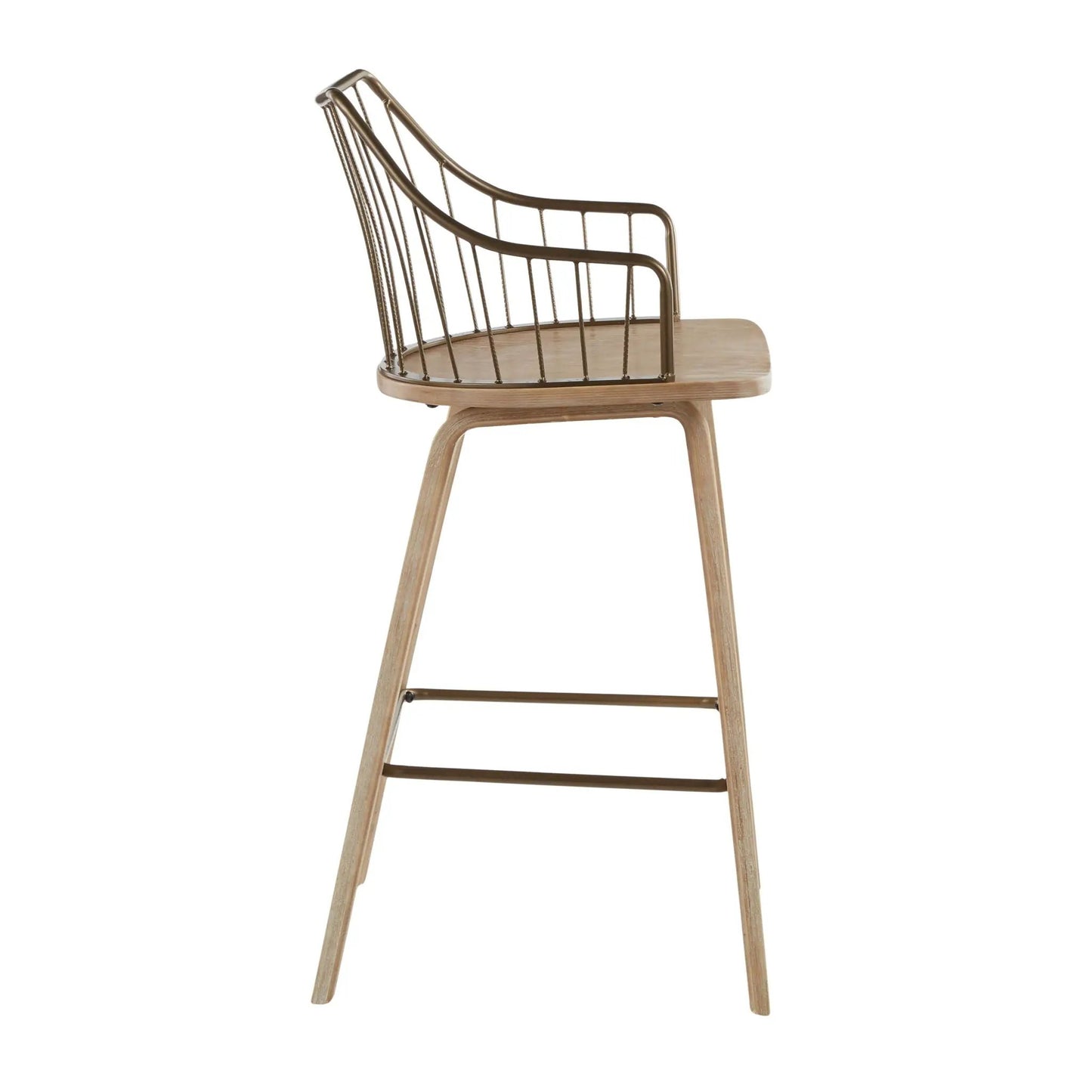 Winston Farmhouse Counter Stool, Unique Piece Furniture, bronze back and light wood seat on Tampa Home & Garden Store