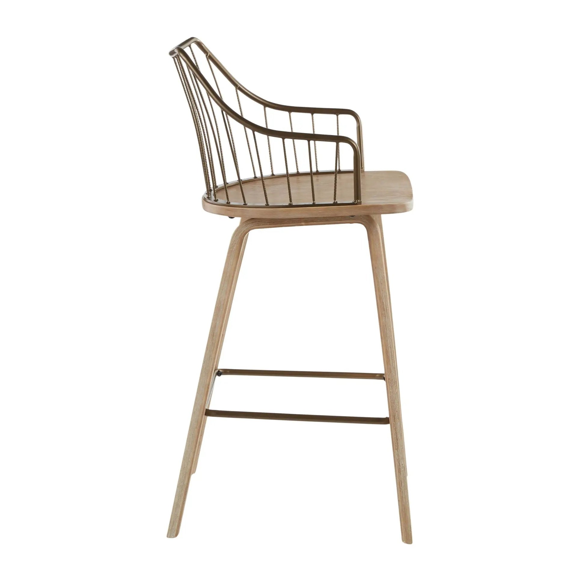 Winston Farmhouse Counter Stool, Unique Piece Furniture, bronze back and light wood seat on Tampa Home & Garden Store
