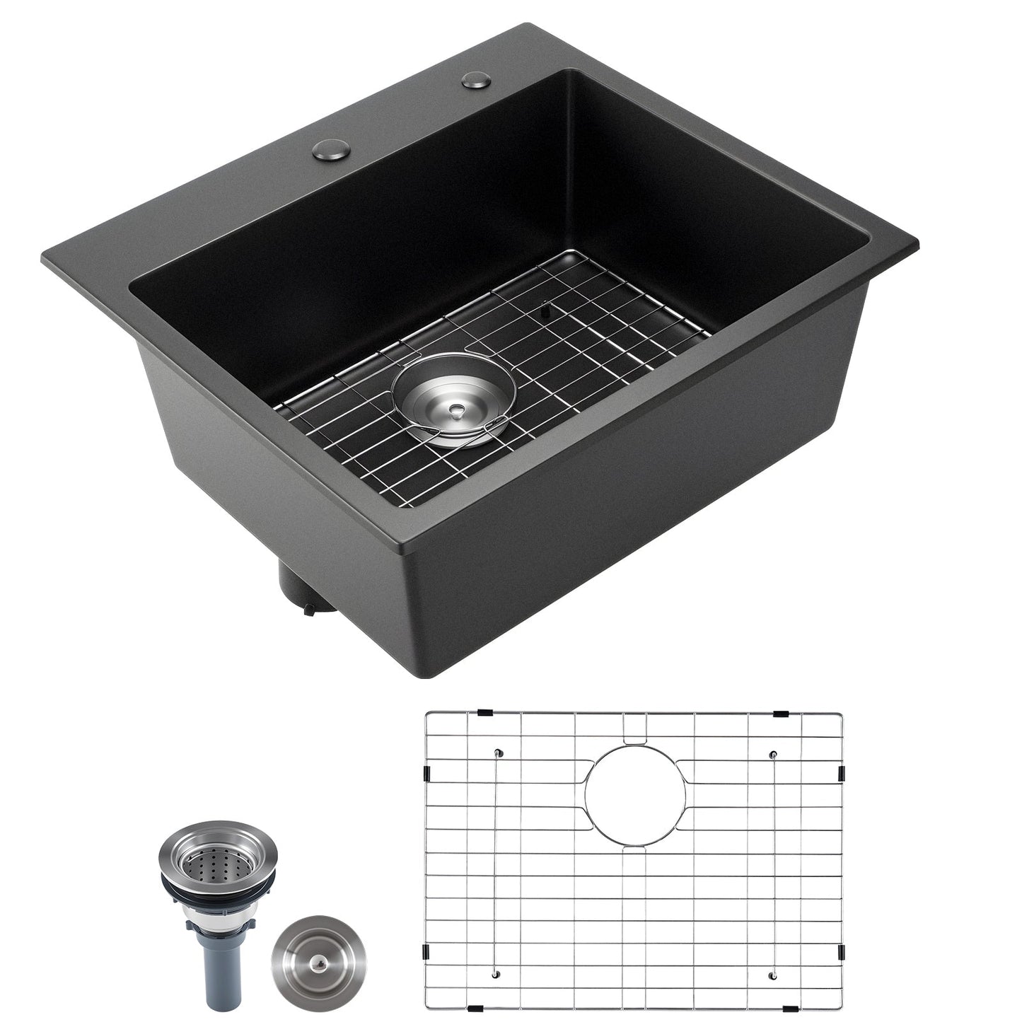 25 Inch granite top-mount RV bar sink with single bowl and metal grid by HouseOfZazla on Tampa Home & Garden Store
