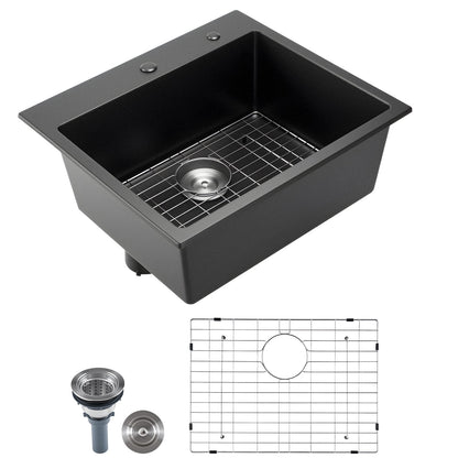 25 Inch granite top-mount RV bar sink with single bowl and metal grid by HouseOfZazla on Tampa Home & Garden Store