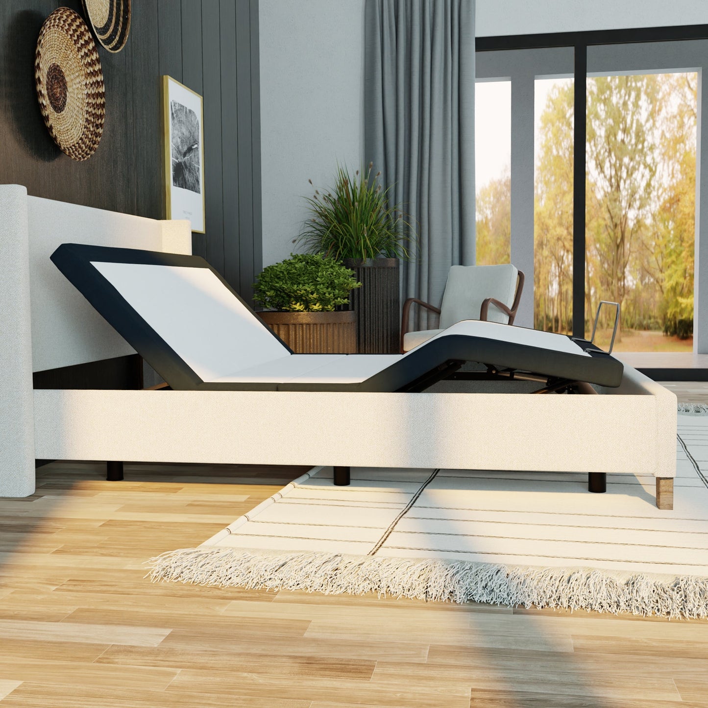 Model 3 Adjustable Base King by HouseOfZazla, zero clearance white/black platform bed on Tampa Home & Garden Store