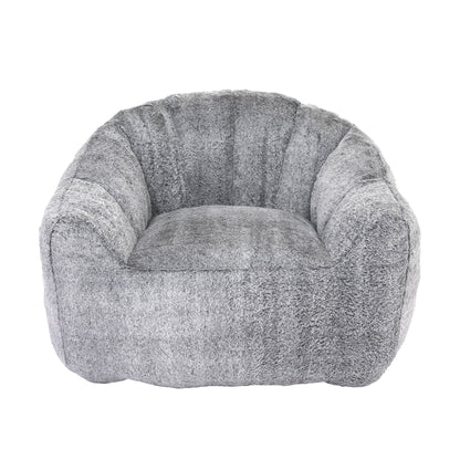 Beanbag chair from HouseOfZazla, gray plush fabric with armrests, high-density foam on Tampa Home & Garden Store