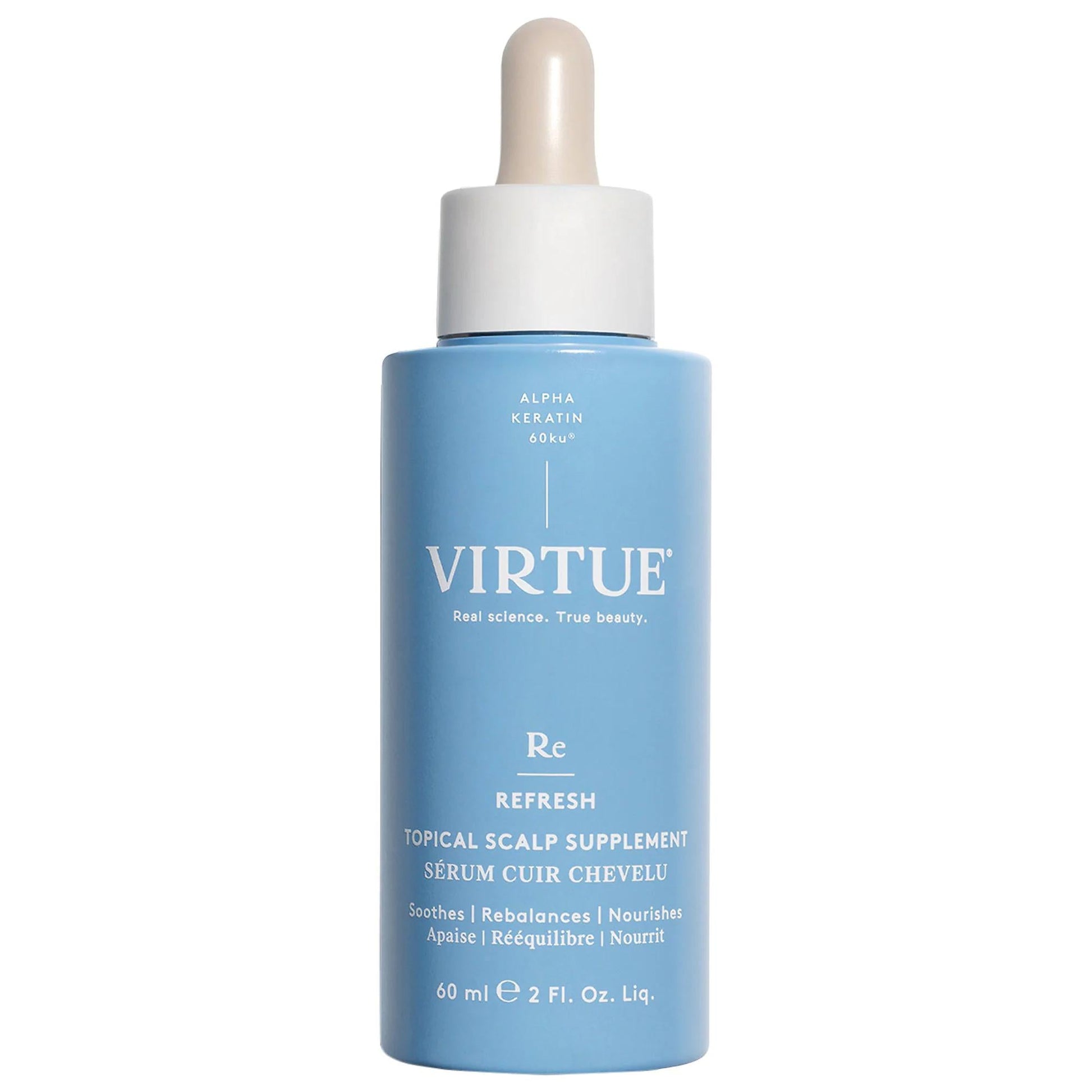 Virtue blue dropper bottle scalp serum with hyaluronic acid and alpha keratin on Tampa Home & Garden Store