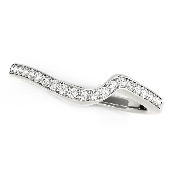 14k white gold modern curved wedding ring with pave diamonds, 1/5 cttw, by Bids.com on Tampa Home & Garden Store
