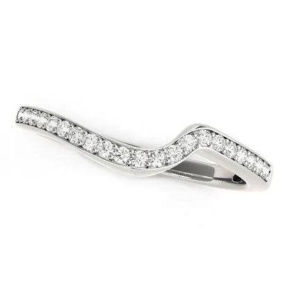 14k white gold modern curved wedding ring with pave diamonds, 1/5 cttw, by Bids.com on Tampa Home & Garden Store