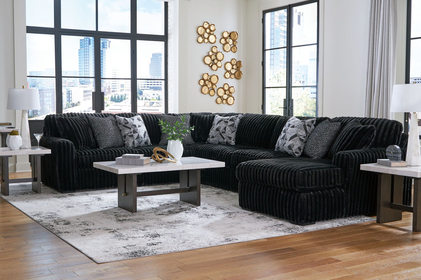Midnight Madness Sectional and Jumbo Corduroy
