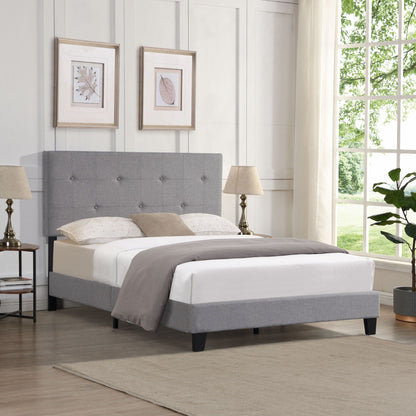 Queen Upholstered Platform Bed Frame and Gray